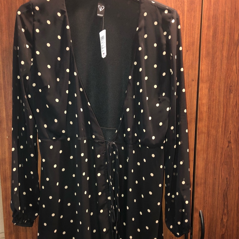 New Black + polka dot Windsor duster